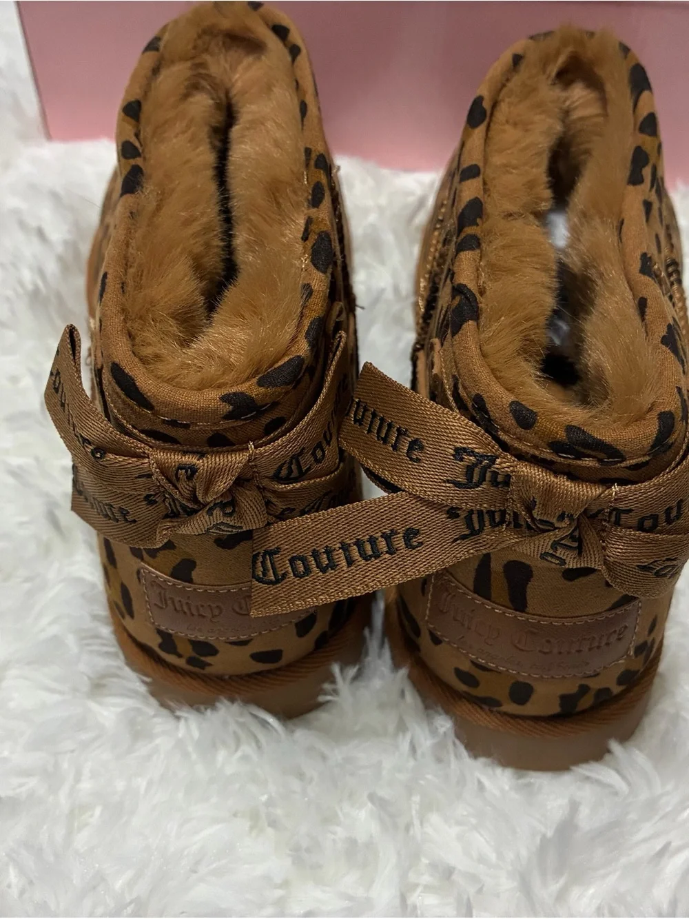 Juicy Couture JC-Leopard 2 Print Faux-Fur Lined Ankle Booties in Brown and Black - Picture 4 of 5